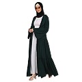 Coat collar Abaya with white inner- Bottle Green Coat collar Abaya with white inner- Bottle Green
